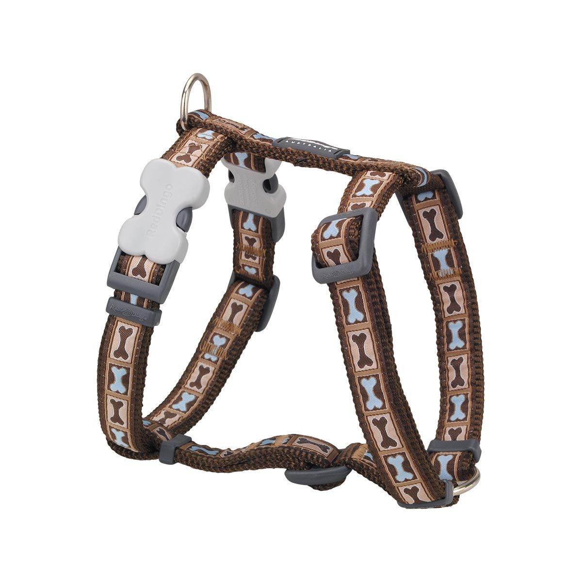 Reddingo Bone Yard Desenli Köpek Göğüs Tasması 25 Mm – XLarge – Kahverengi