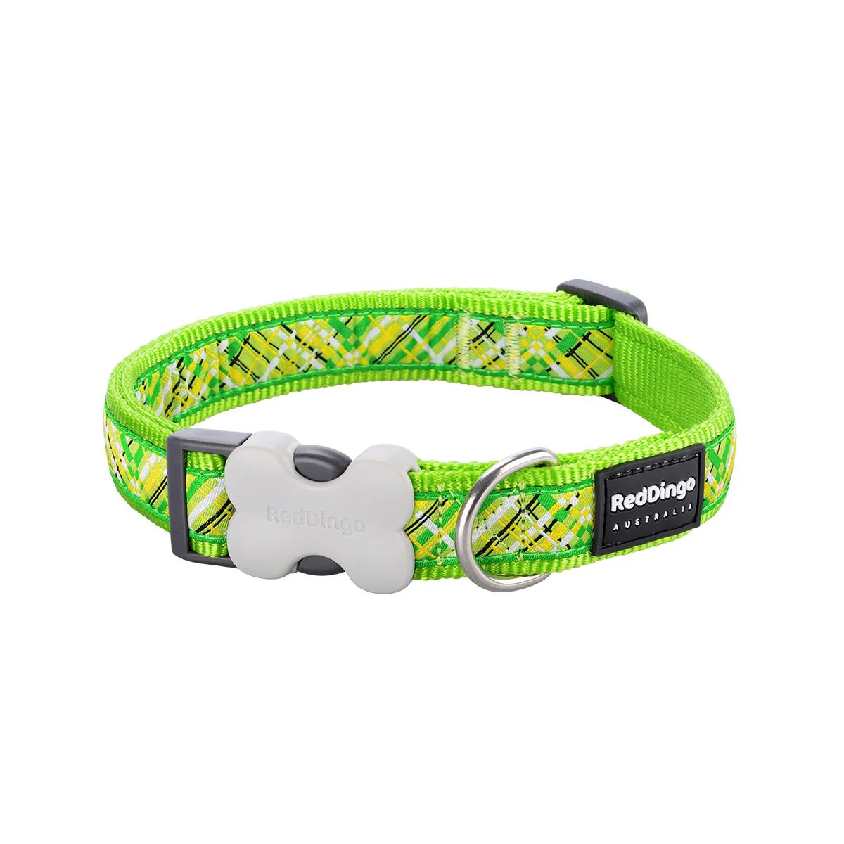 Reddingo Flanno Desenli Köpek Boyun Tasması 25 Mm – 41-63 Cm – Large – Lime
