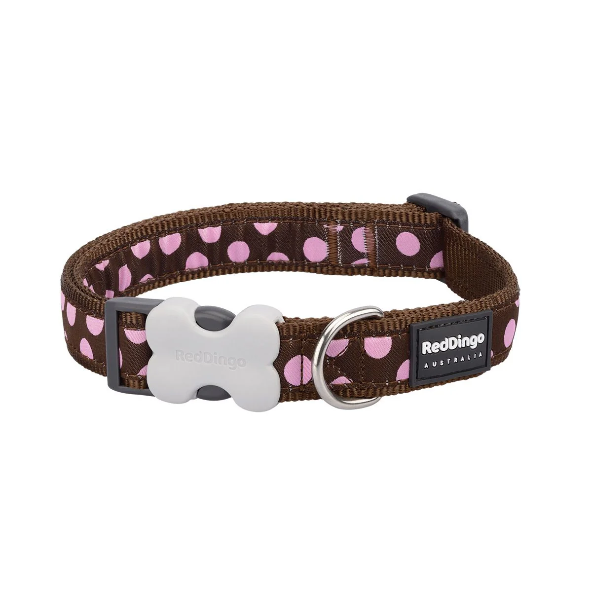 Reddingo Pembe Benekli Köpek Boyun Tasması 12 Mm – 20-32 Cm – XSmall – Kahverengi