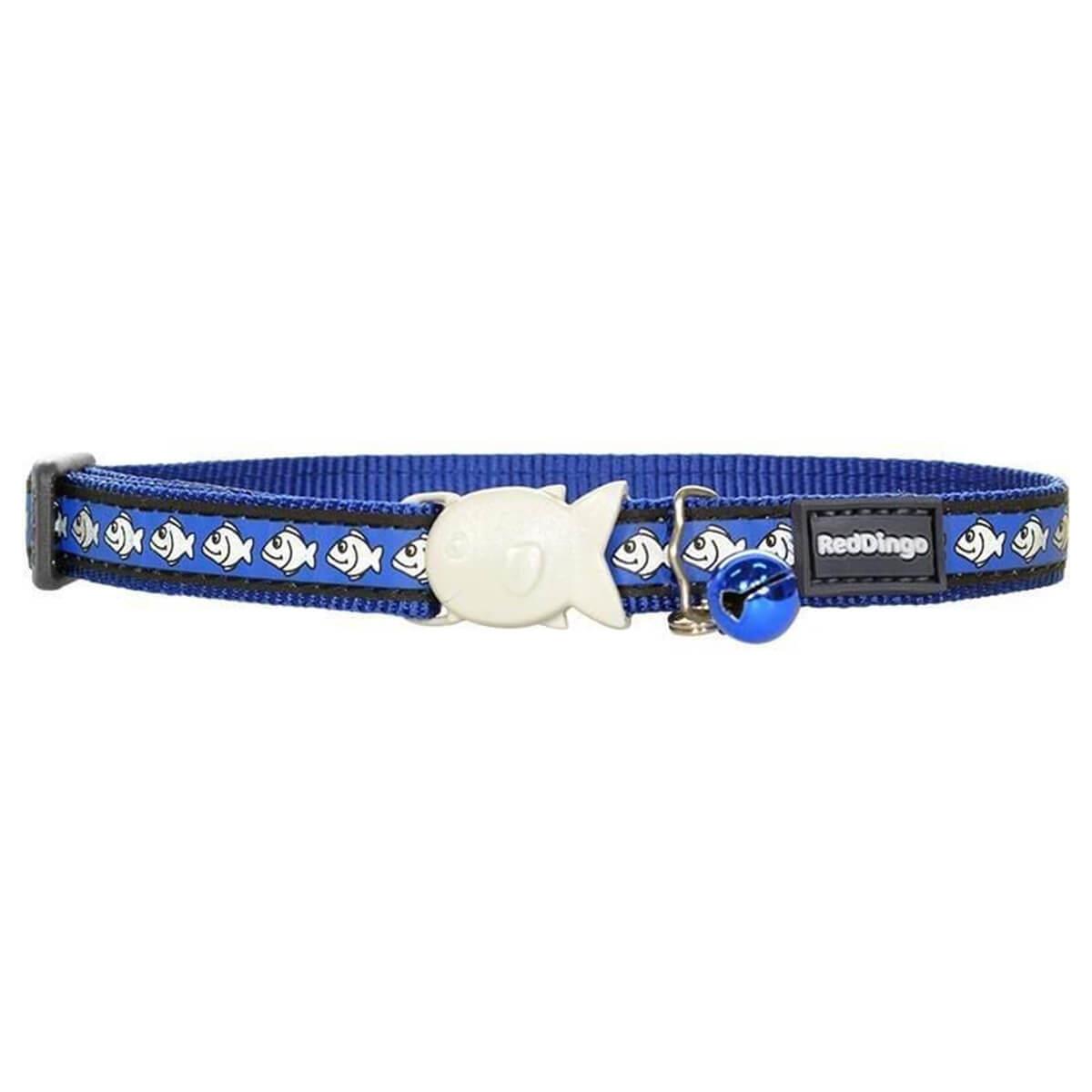 Reddingo Reflektörlü Balık Desenli Kedi Boyun Tasması 12 Mm – 20-32 Cm – Lacivert