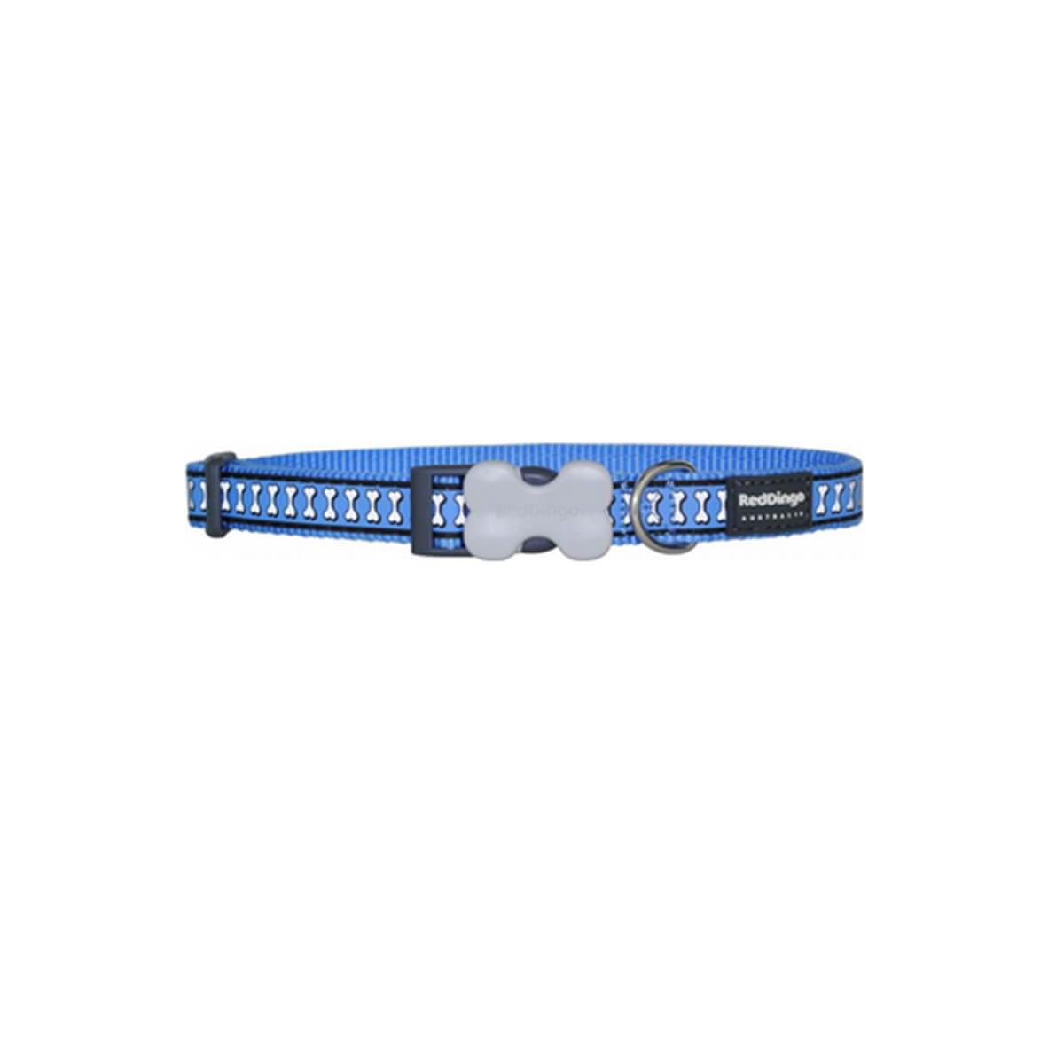 Reddingo Reflektörlü Kemik Desenli Köpek Boyun Tasması 12 Mm – 20-32 Cm – XSmall – Mid Mavi