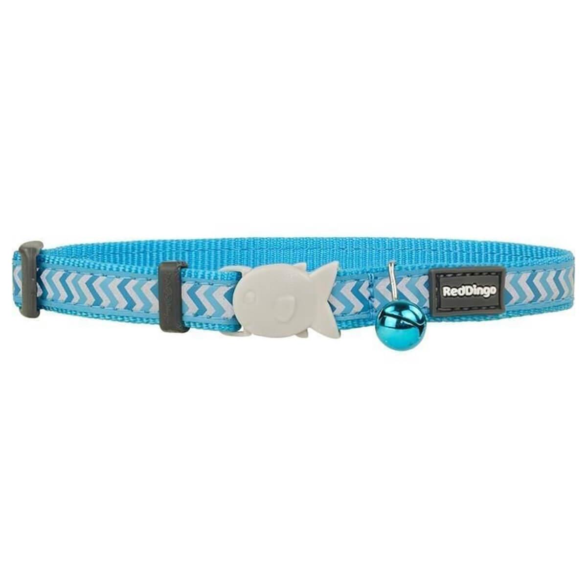 Reddingo Reflektörlü Ziggy Desenli Kedi Boyun Tasması 12 Mm – 20-32 Cm – Turkuaz