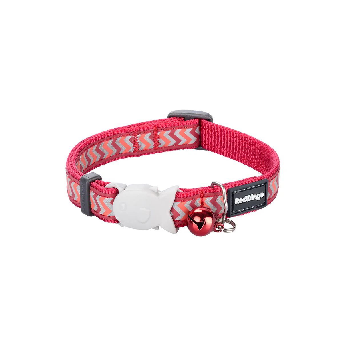 Reddingo Reflektörlü Ziggy Desenli Kedi Boyun Tasması 12 Mm – 20-32 Cm – XSmall – Kırmızı