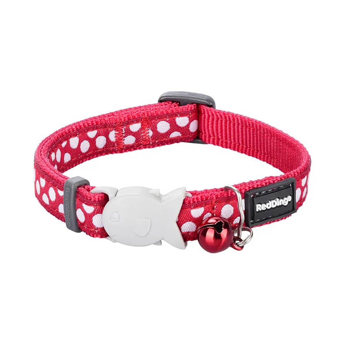 Reddingo Beyaz Benekli Kedi Boyun Tasması 12 Mm – 20-32 Cm – Kırmızı