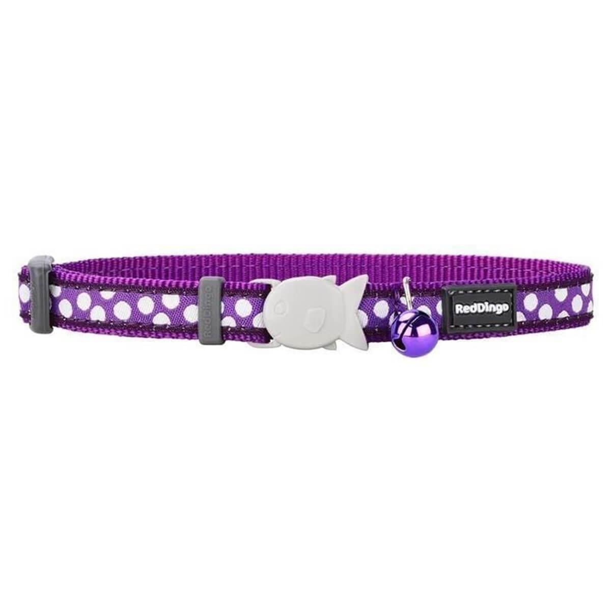 Reddingo Beyaz Benekli Kedi Boyun Tasması 12 Mm – 20-32 Cm – Mor