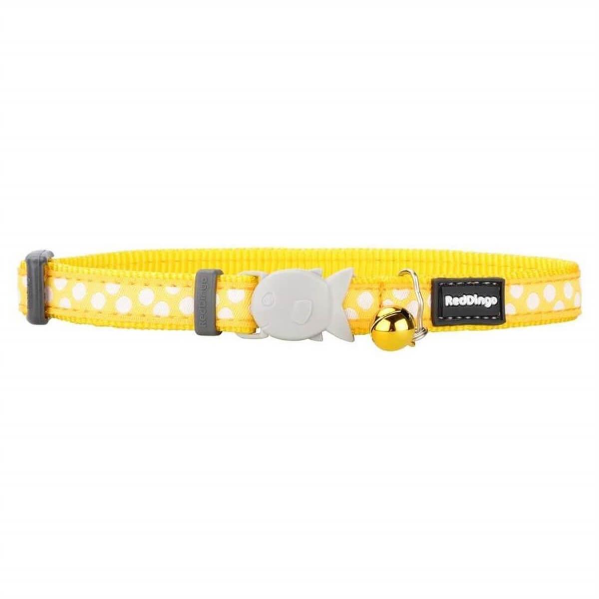 Reddingo Beyaz Benekli Kedi Boyun Tasması 12 Mm – 20-32 Cm – Sarı