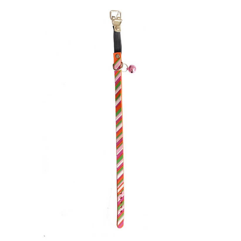 RoyalePets Lastikli Zilli Silikon Kedi Boyun Tasması Çizgili 30 Cm