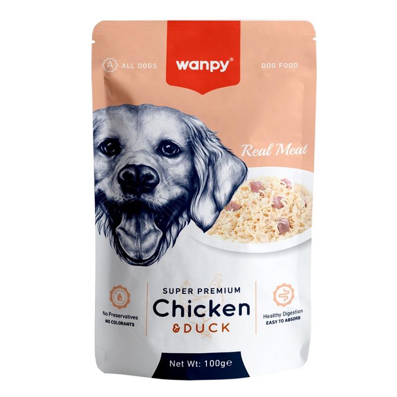 Wanpy Pouch Tavuk & Ördek Yaş Köpek Maması 100 Gr