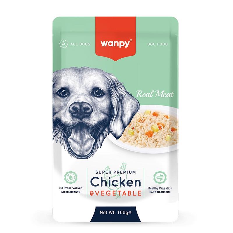 Wanpy Pouch Tavuk & Sebze Yaş Köpek Maması 100 Gr