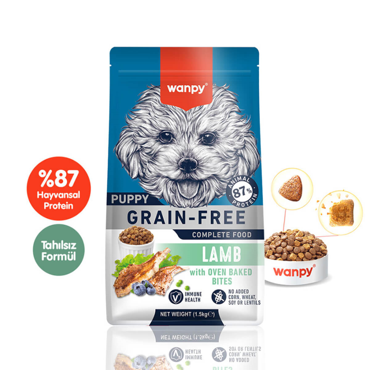 Wanpy Tahılsız Kuzulu Yavru Köpek Maması 1,5 kg