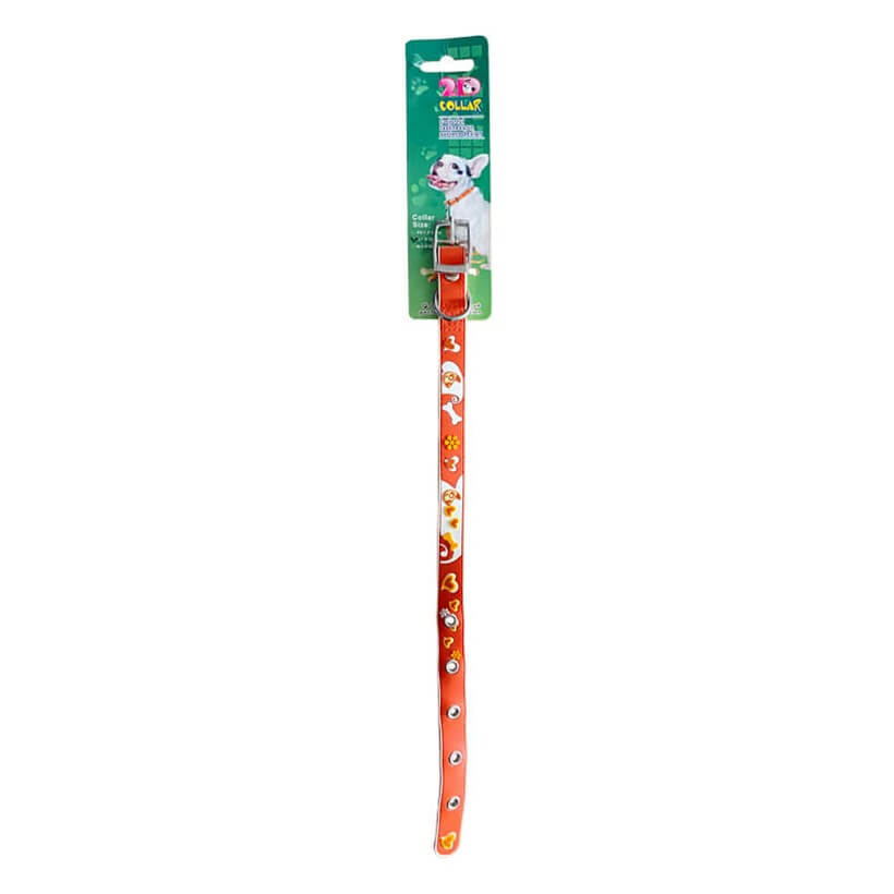 Yankel Kalp Desenli Köpek Boyun Tasması 21-31 cm Turuncu