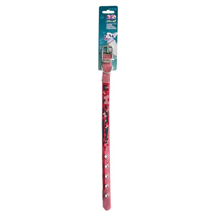 Yankel Kemik Desenli Köpek Boyun Tasması 26-36 cm Pembe