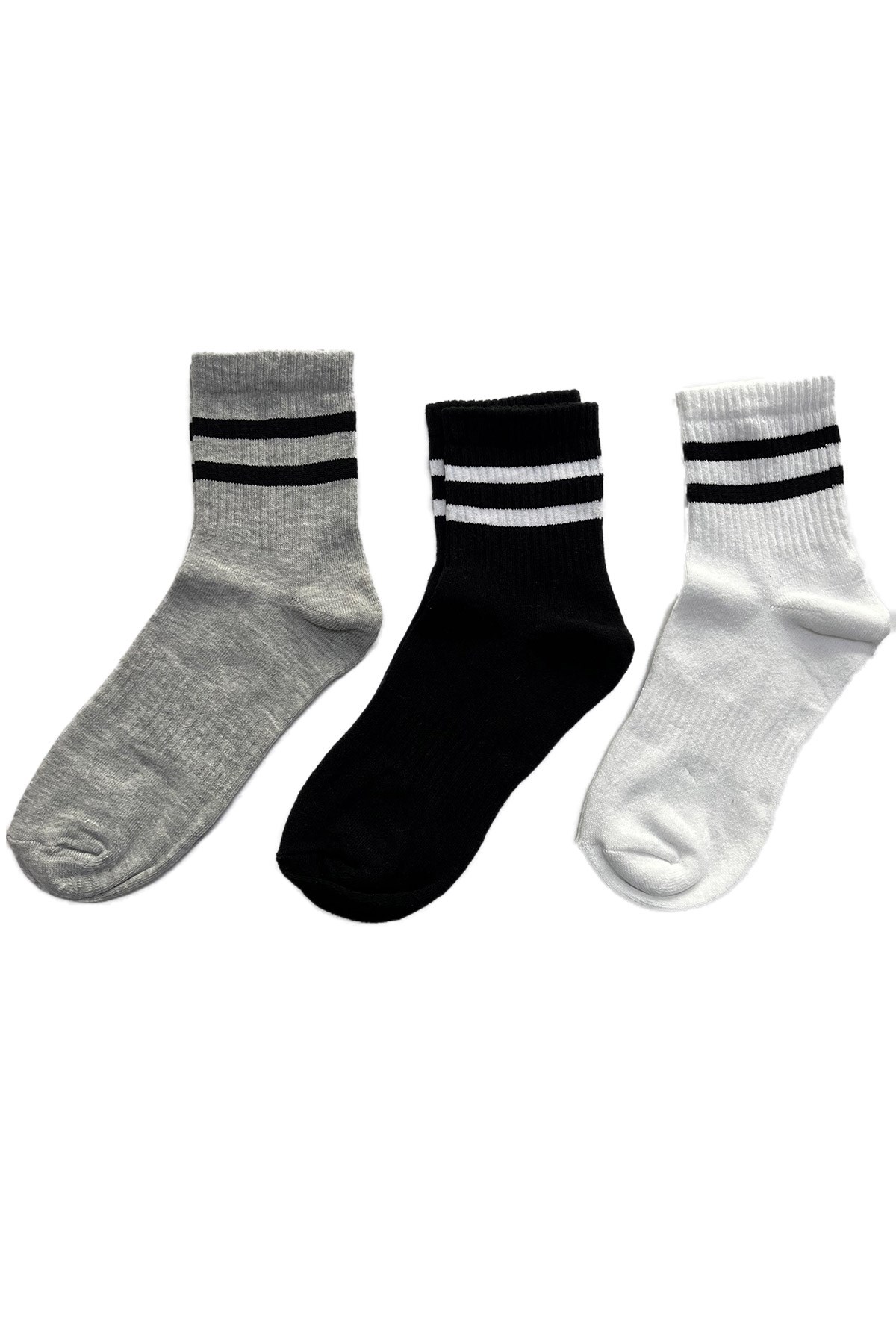 Çizgili Retro Uzun Çorap 6 Adet Asorti Paket