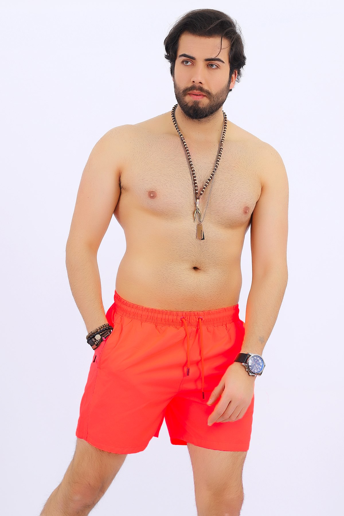 Neon Oranj Erkek Deniz Şortu