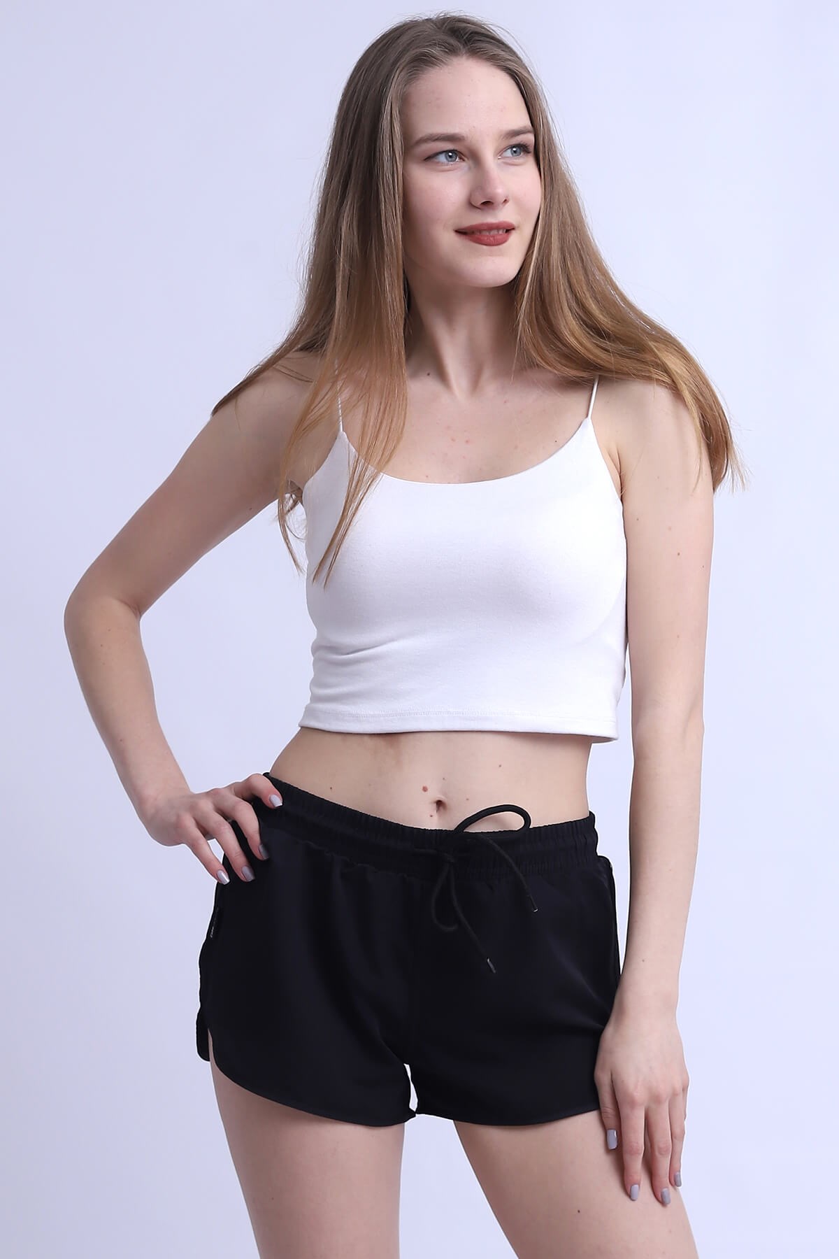 Siyah Cepli Kadın Deniz Şortu