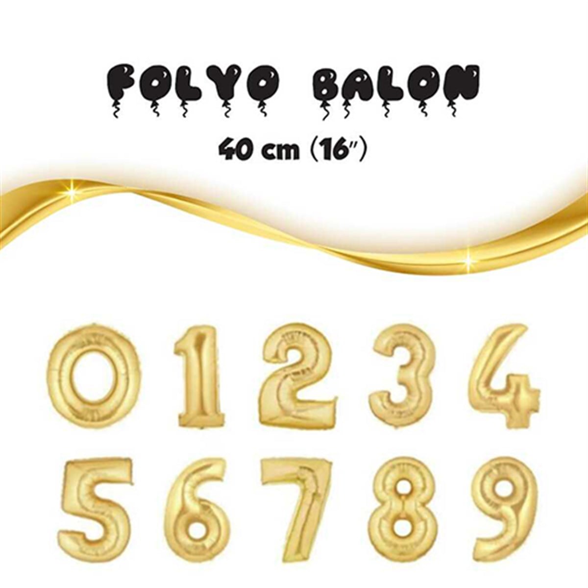 Folyo Balon Altın Rakam 40 Cm
