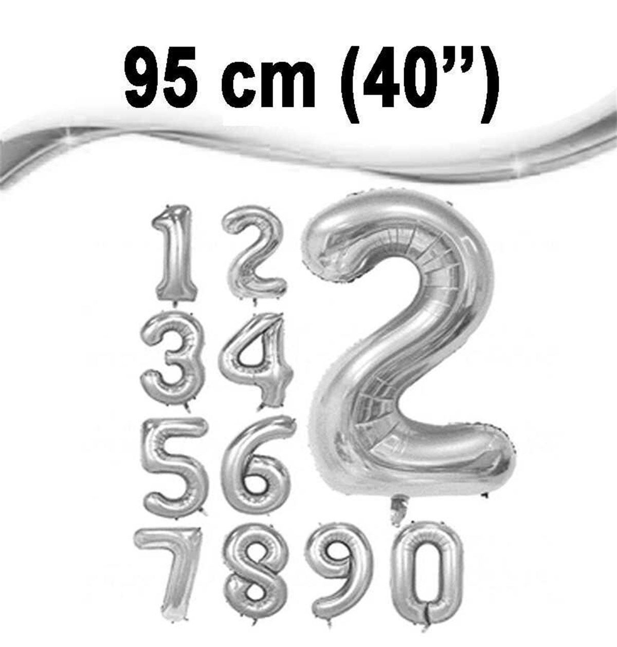 Folyo Balon Rakam Gümüş 95 Cm