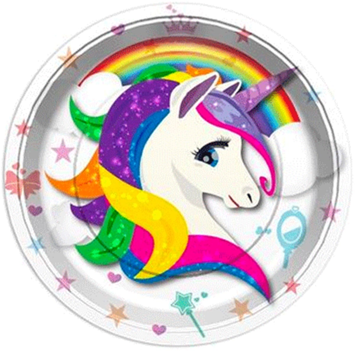 Lisanslı Unicorn Karton Tabak 23 Cm 8 ′li