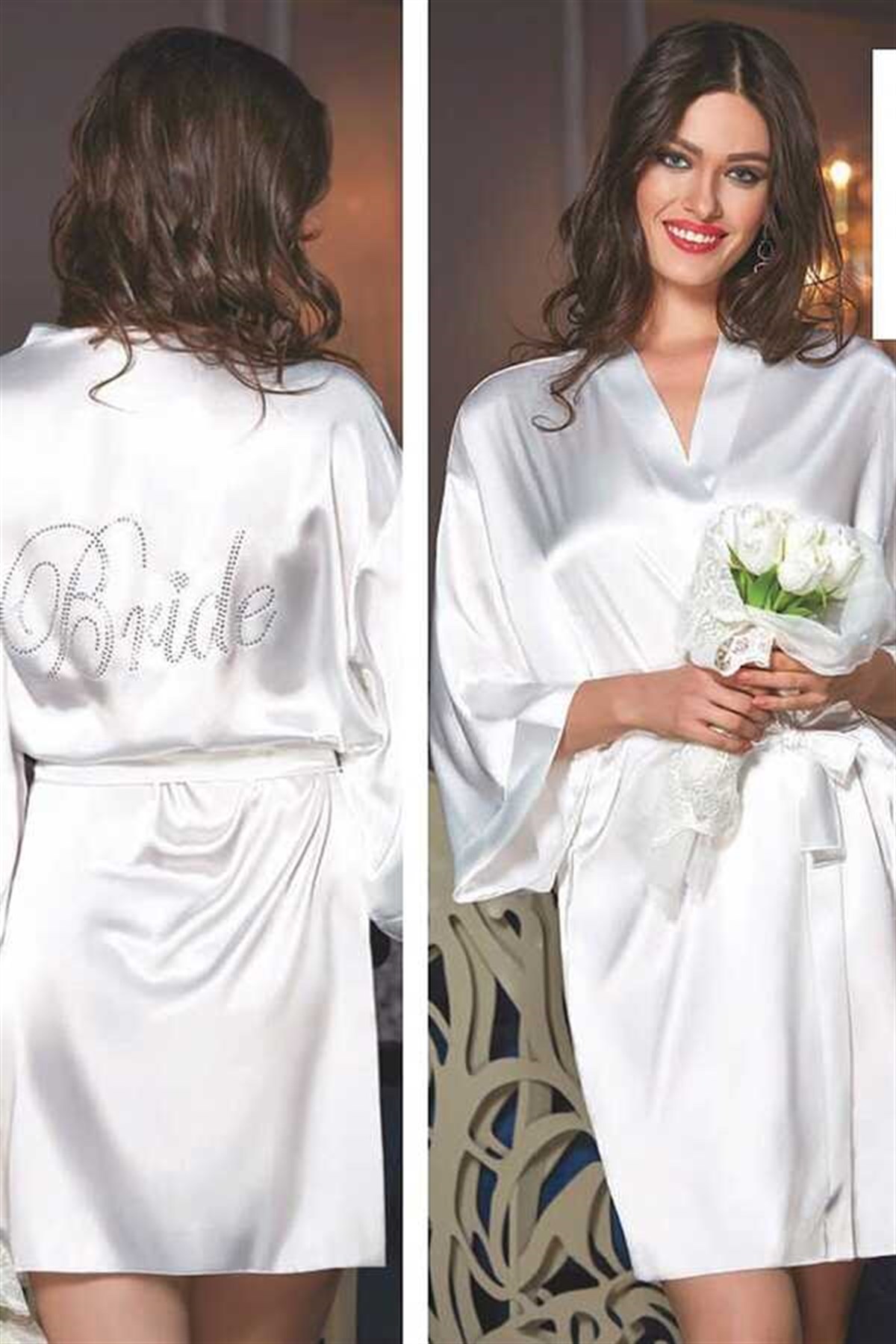 Saten Bride Gelin Sabahlığı
