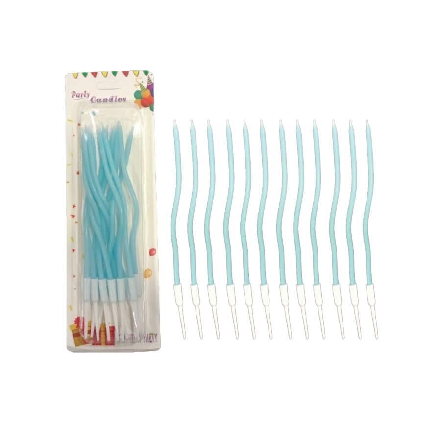 Dalgalı Pasta Mumu Mavi-16cm