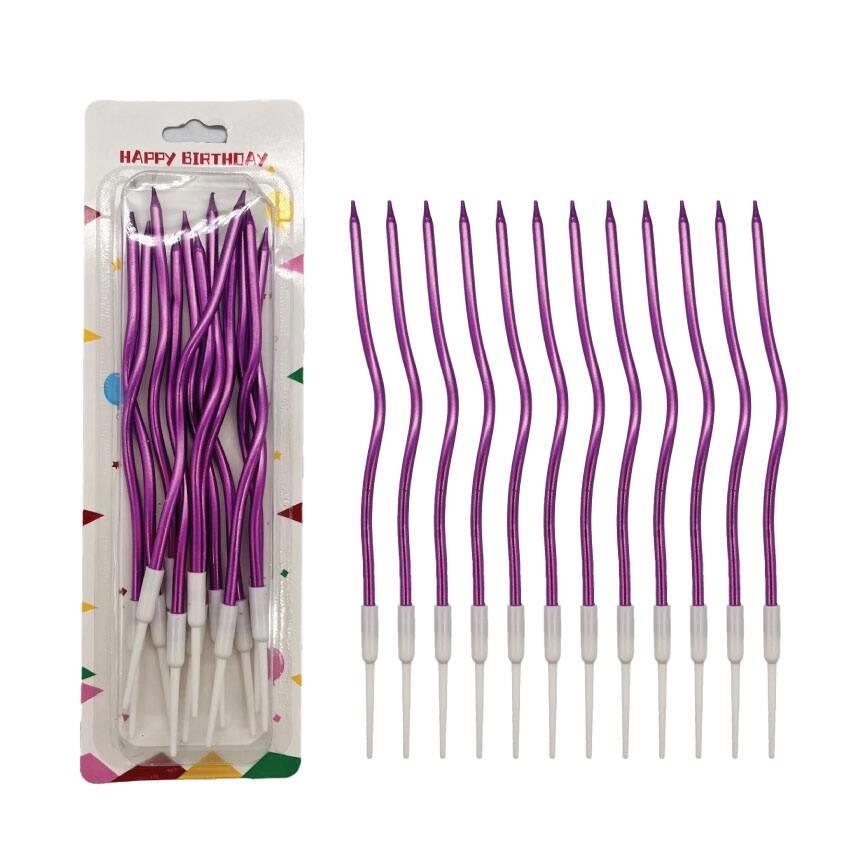 Dalgalı Pasta Mumu Mor-16cm