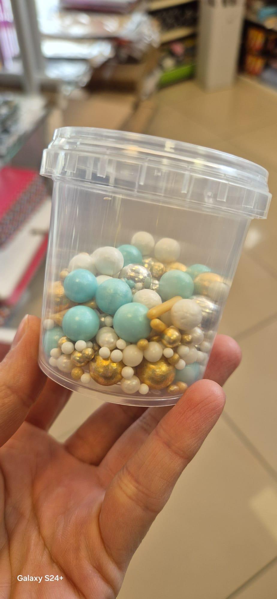 Gold Gümüş Mavil Dekortaif Draje 