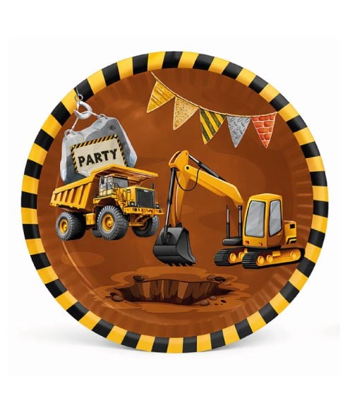 Lisanslı  İnşaat Temalı Karton Tabak 23 Cm 8 ′li