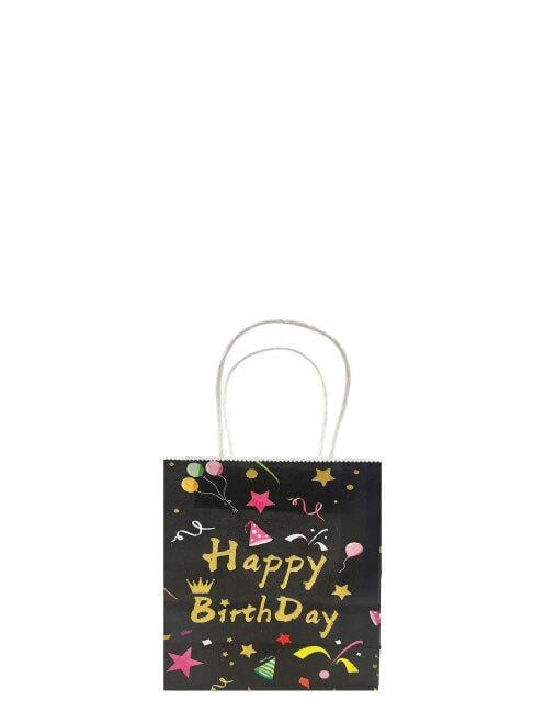 Kağıt Çanta 12x15x6 Happy Baskılı 10 Parça Siyah