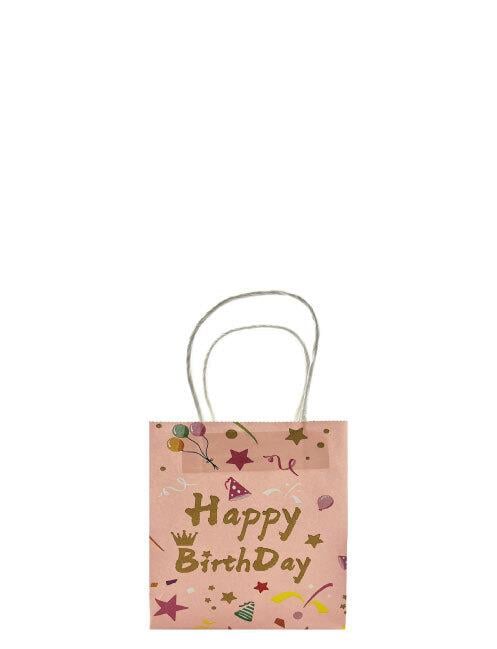 Kağıt Çanta 12x15x6 Happy Baskılı 10 Parça Pembe