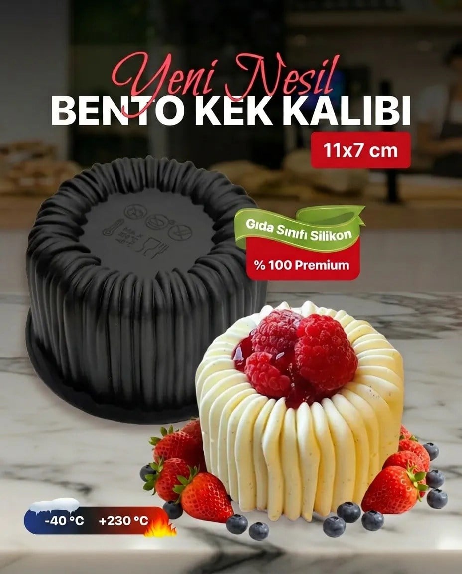 Kalp Bento Kek Sİlikon Ahududu Salkım