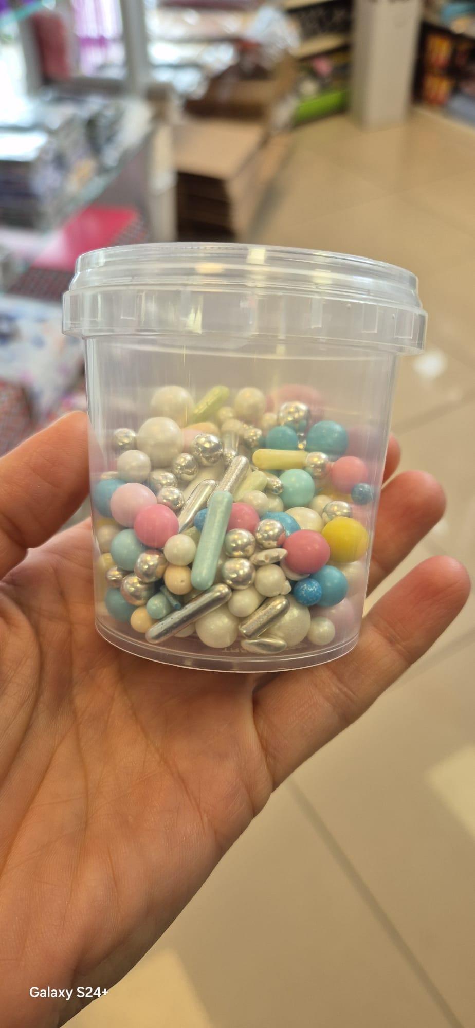 Pembe Mavi Sarı Dekortaif Draje 