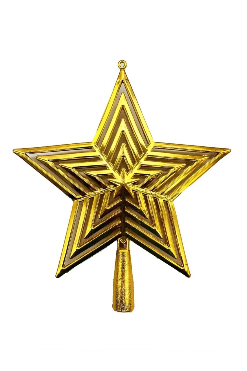 Yılbaşı Tepelik İç İçe Yıldız 23 Cm Gold