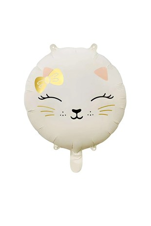 Folyo Balon Yuvarlak Krem Kedi 18 İnç