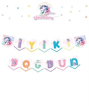 Unicorn Temalı İyi Ki Doğdun Yazısı