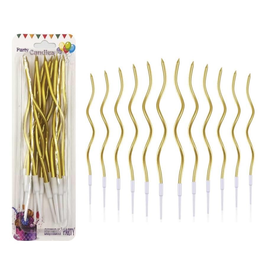 Dalgalı Pasta Mumu Gold -16cm Gümüş