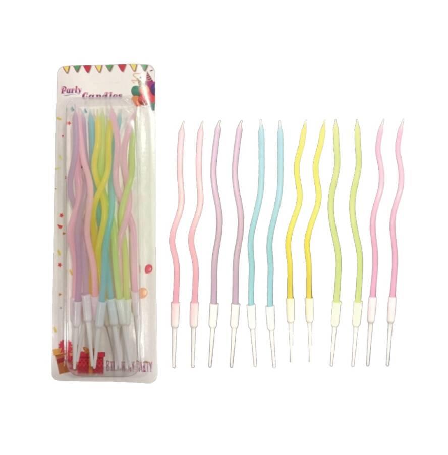 Dalgalı Pasta Mumu Karışık-16cm