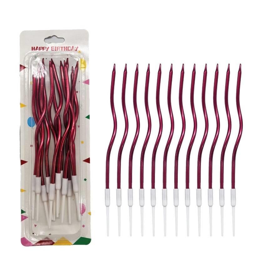 Dalgalı Pasta Mumu Kırmızı -16cm