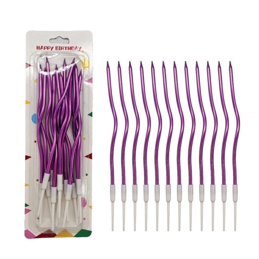 Dalgalı Pasta Mumu Mor-16cm