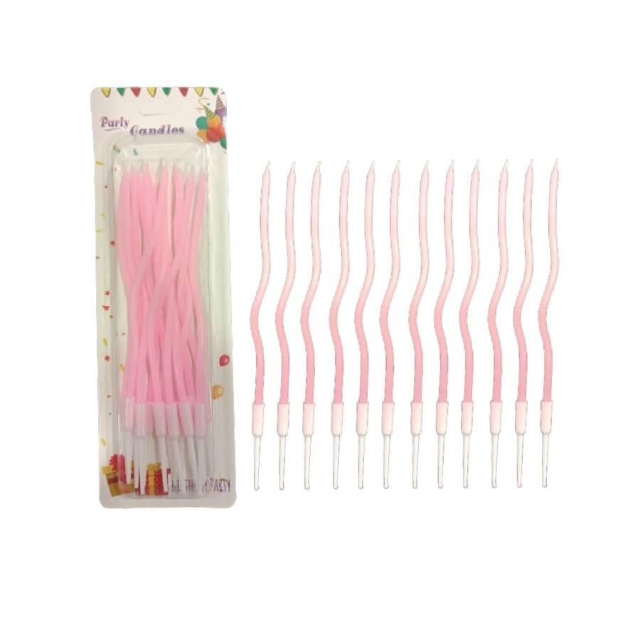 Dalgalı Pasta Mumu Pembe-16cm