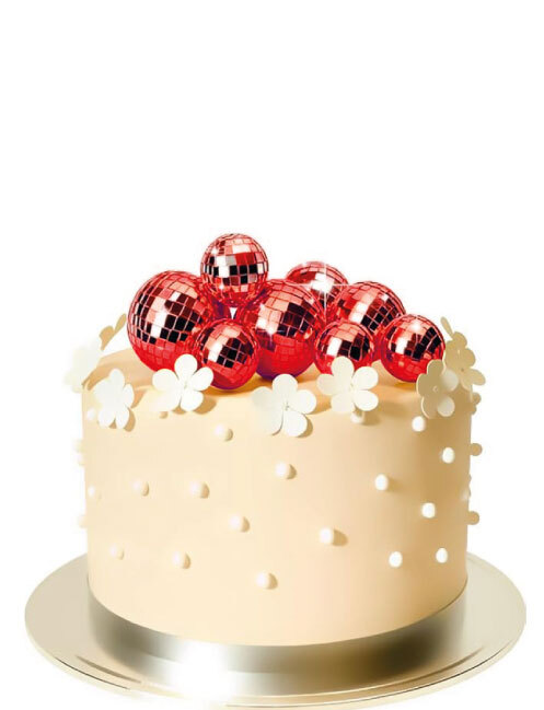 Disko Topu Kırmızı Karışık 12 adet Çubuklu