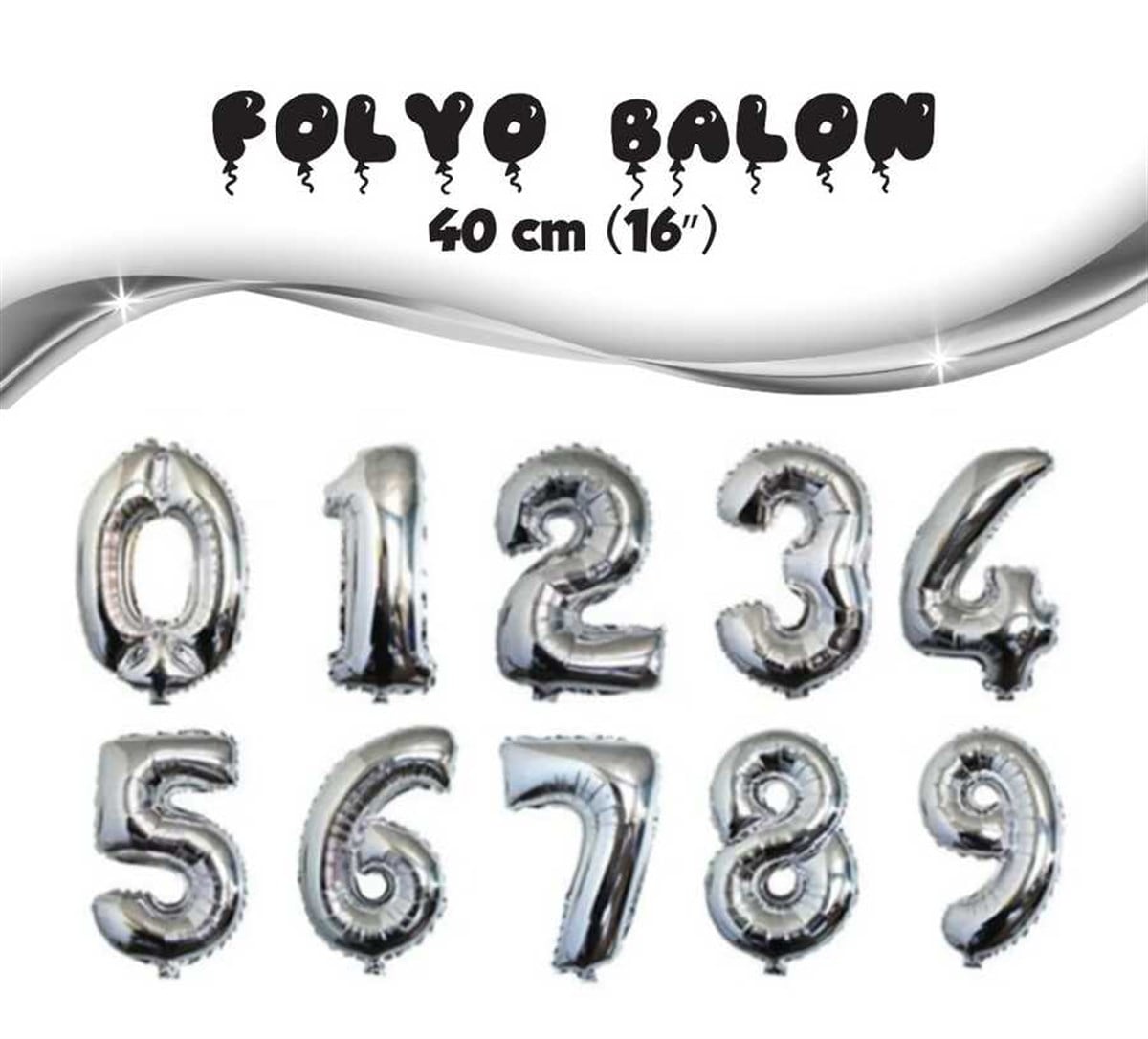 Folyo Balon Gümüş Rakam 40 Cm