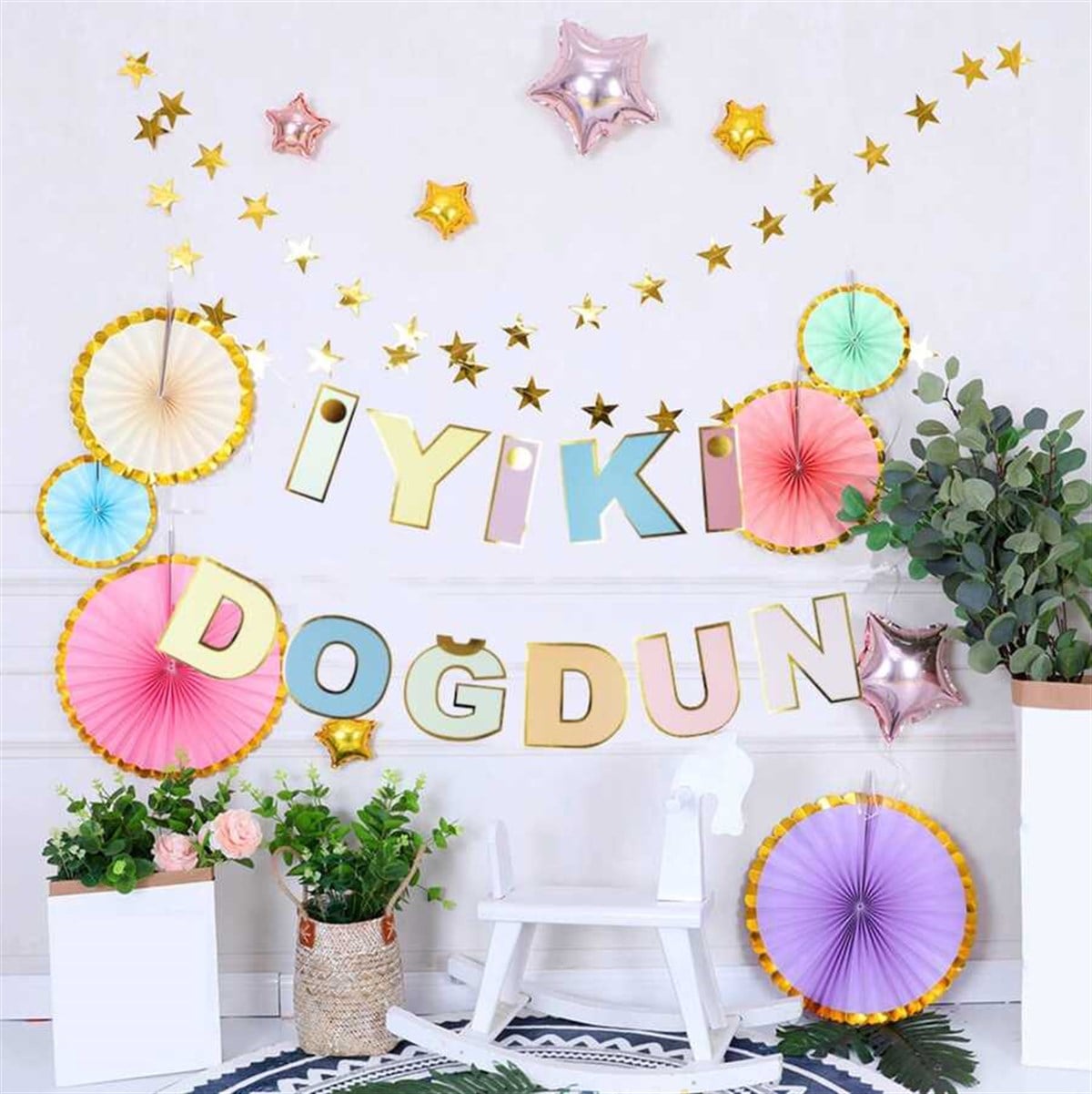 İyi Ki Doğdun Varak Baskılı Makaron Banner