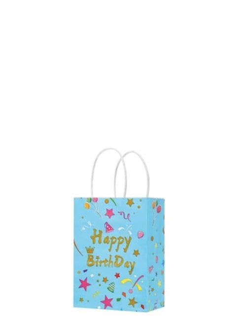 Kağıt Çanta 12x15x6 Happy Baskılı 10 Parça Mavi
