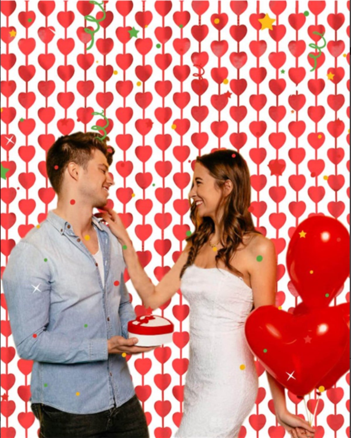 Saçak Perde Kalpli Kırmızı