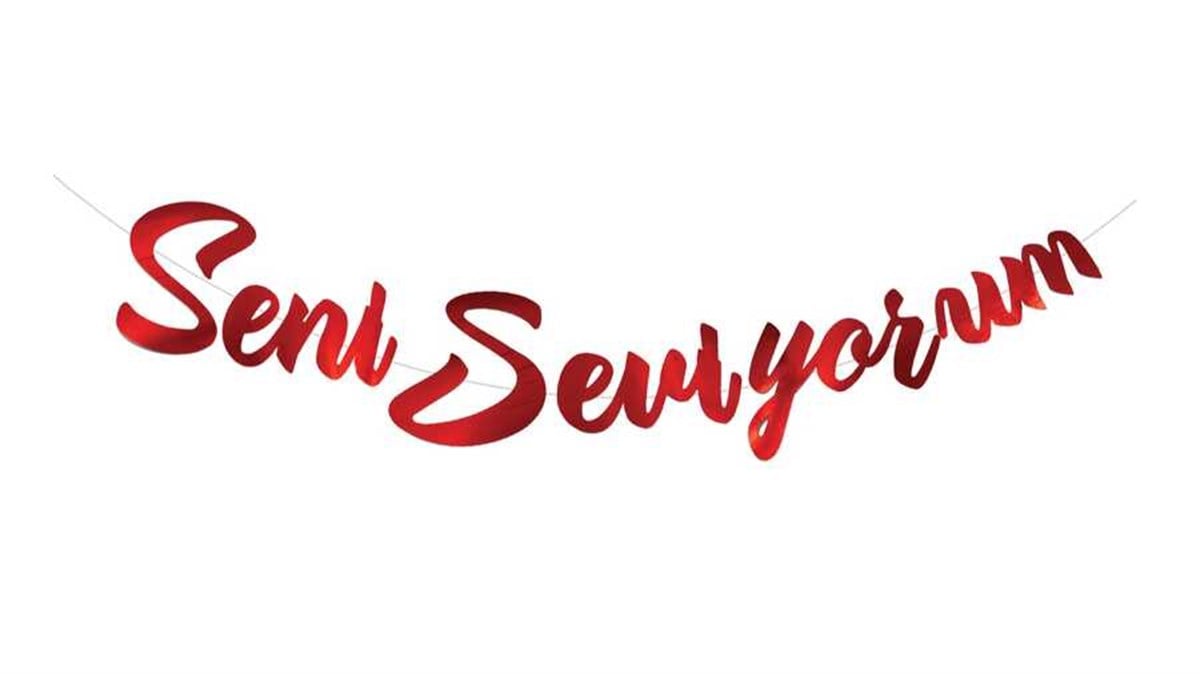 Seni Seviyorum Dekoratif Banner Kırmızı