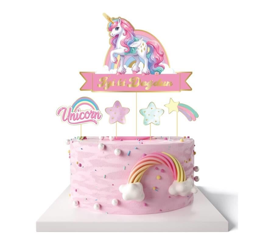 Unicorn Pasta Üstü Süs