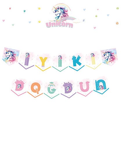 Unicorn Temalı İyi Ki Doğdun Yazısı