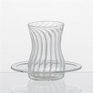 Çay bardağı çizgili cam-tabak düz cam