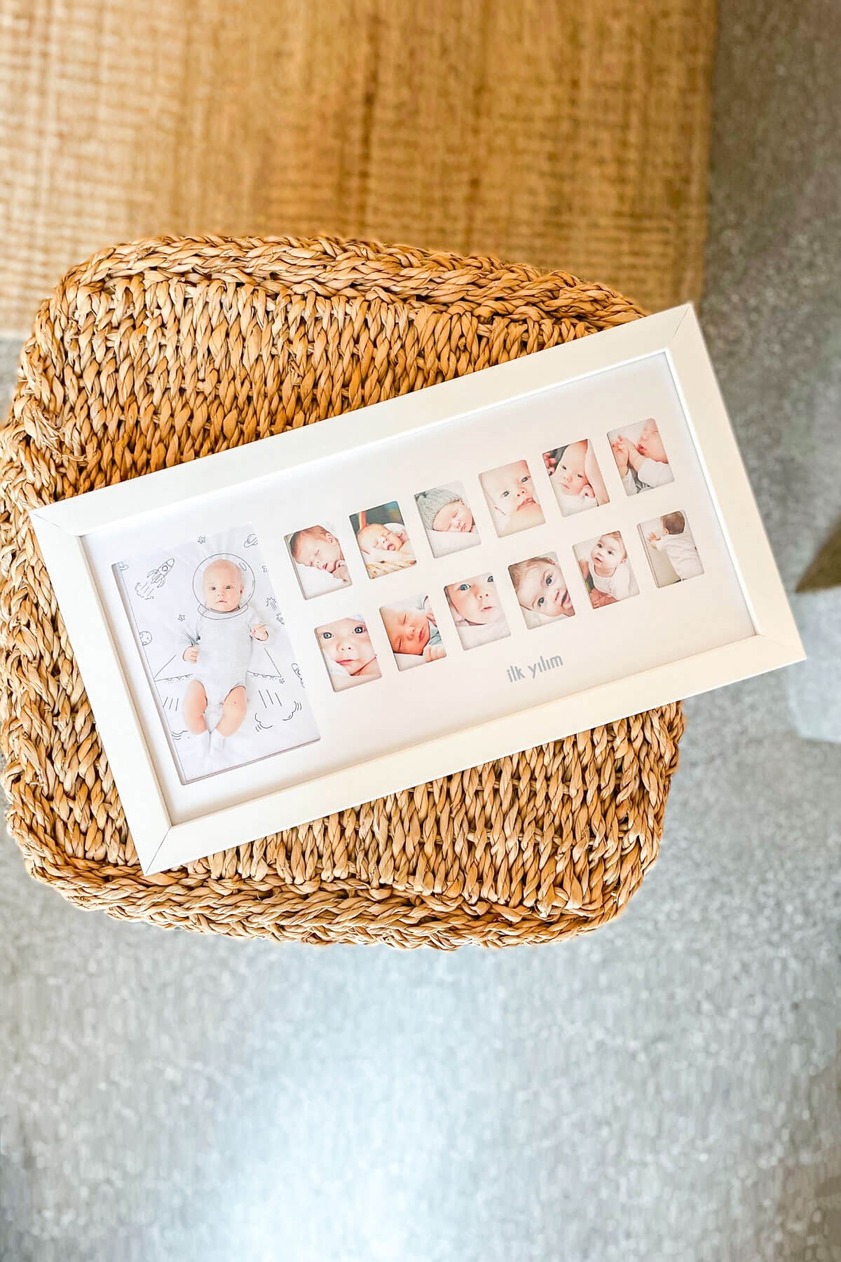 İlk Yılım Fotoğraf Anı Çerçevesi - Dekoratif Bebek Odası 12 Aylık Resim  Hatıra Çerçevesi - Fufizu