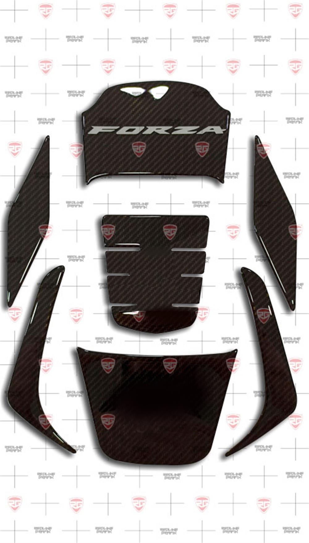  2018-2020 Honda NSS250 Forza Tank Pad Set Karbon Desen Beyaz-Siyah